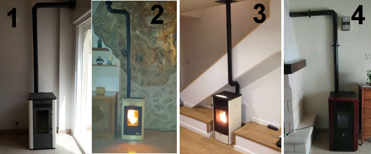 Instalación Estufa de pellet con tubo de doble pared - BRICOFIRE tubos